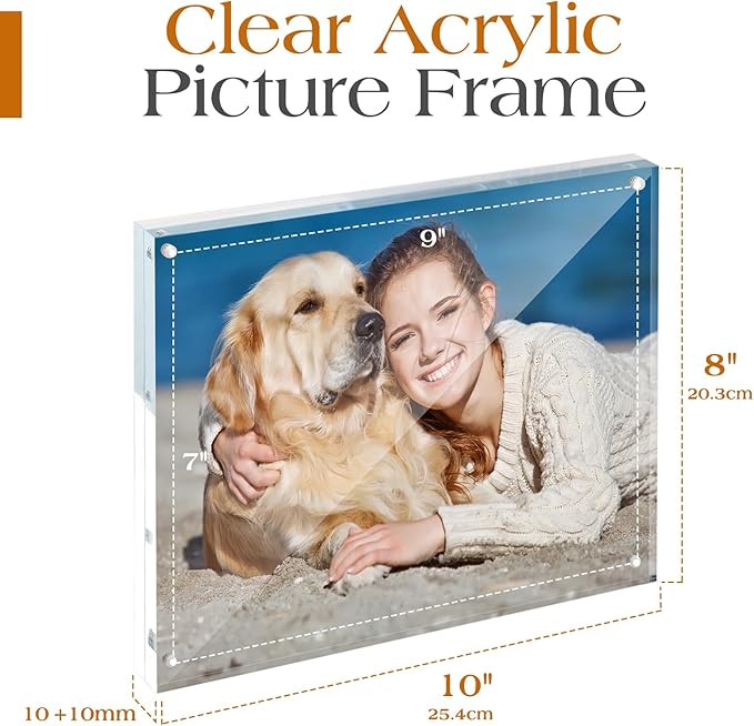 TWING Acrylic Frame, 3 Pack 8x10 Acrylic Picture Frame Magnetic Frame Thickness - Image 3