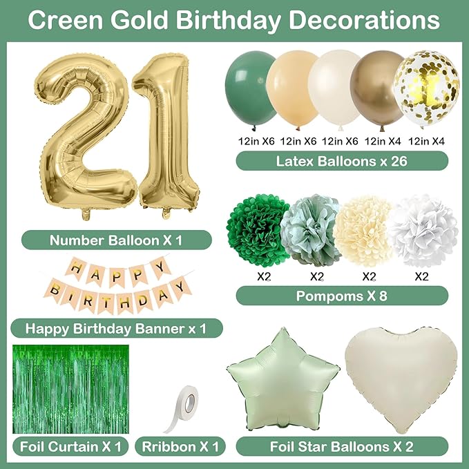 Sage Green 21st Birthday Decorations - Image 4