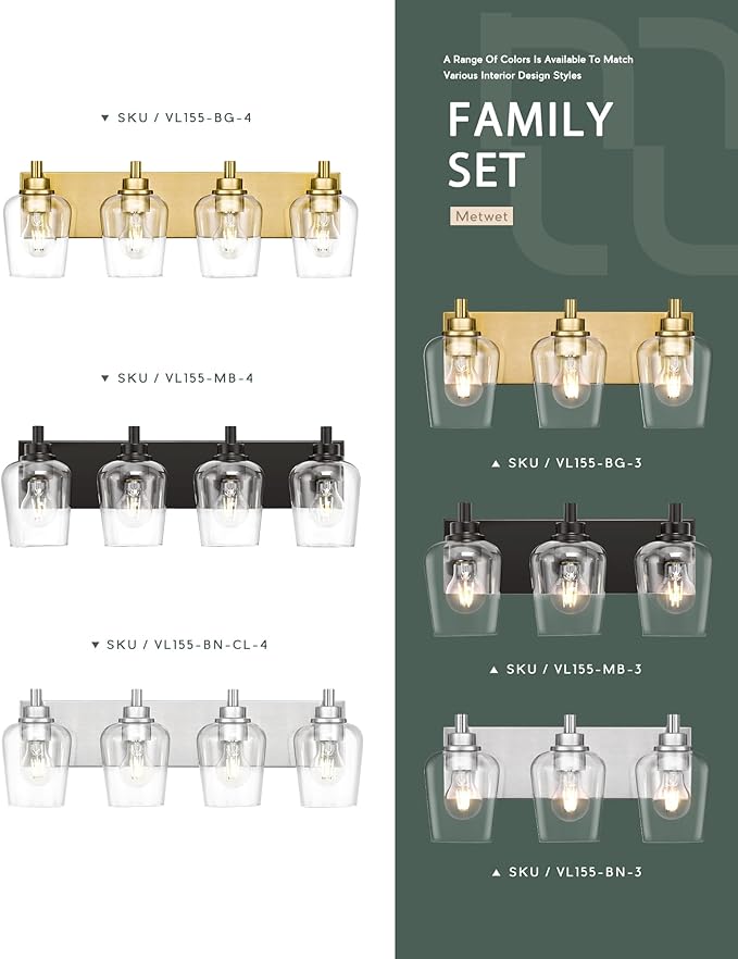 Bathroom Light Fixtures, 4-Light Modern Vanity Light - Image 7