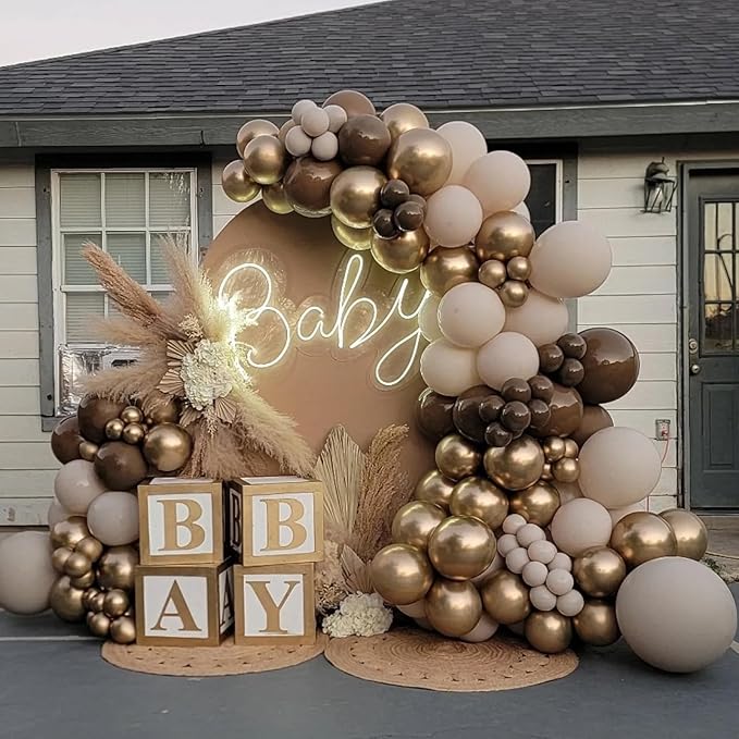 Balloons Brown and Gold, 60 Packs 12 Inch Retro Brown Cream Beige Balloon Sand - Image 4