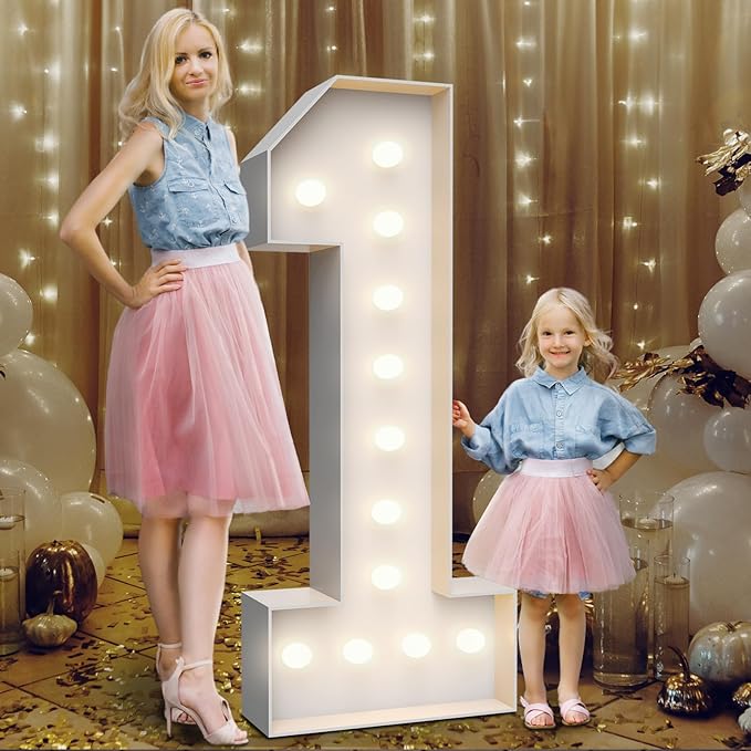 4FT Marquee Light Up Numbers 1, Party Decoration Large Marquee Light Up Letters by Teebloom