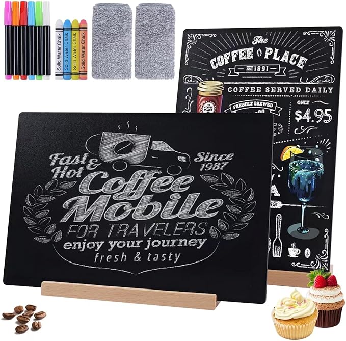 Small Chalkboard Sign, Reusable Double Sided Mini Chalkboard Signs by BIHAIT