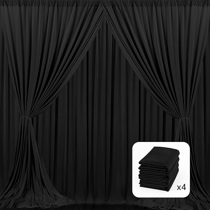 MEETSKY 4 Panels Black Backdrop Curtain - Image 2