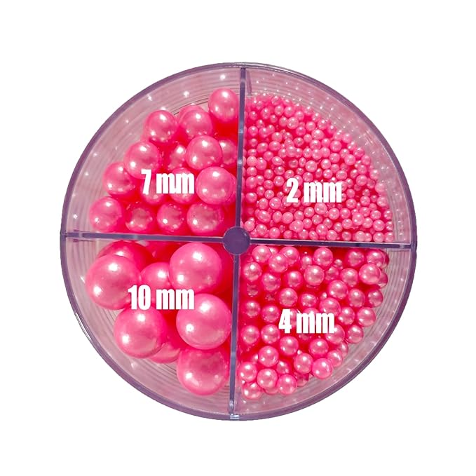 4 in 1 Edible Pink Pearl Sugar Sprinkles 6 oz, 4 sizes Candy Pearls Ideal - Image 2