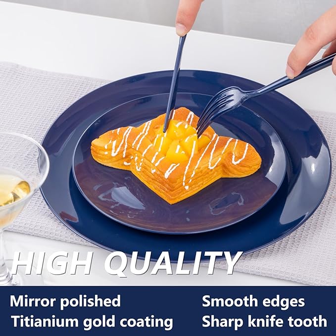 Supernal 180pcs Blue Plastic Silverware Heavy Duty Blue Party Disposable - Image 6