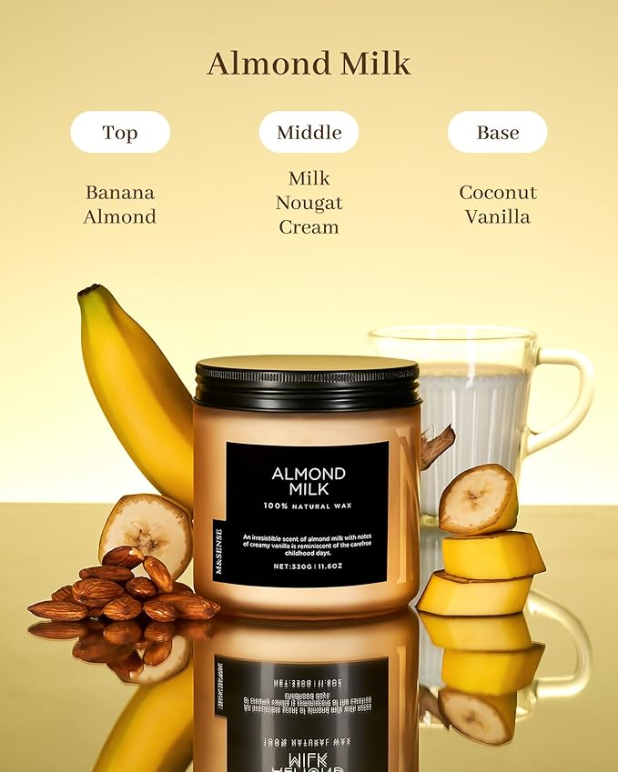 M&SENSE Creamy Vanilla Scented Candle, 11.6oz Clean Non Toxic Home Sweet Scent - Image 2