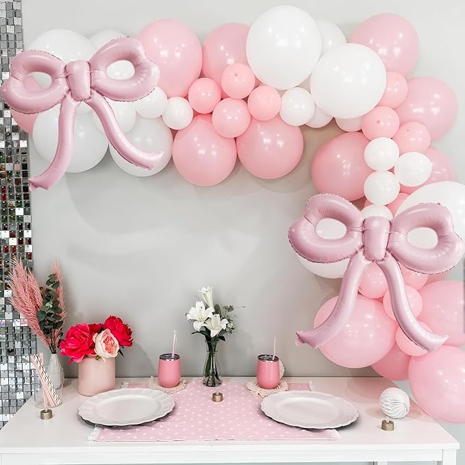4 Pcs Light Pink Bow Balloons Bow Party Decorations - Image 5