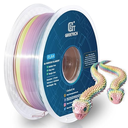 GEEETECH Silk Rainbow PLA Filament 1.75mm, 3D Printer Filament 1kg Spool by GEEETECH