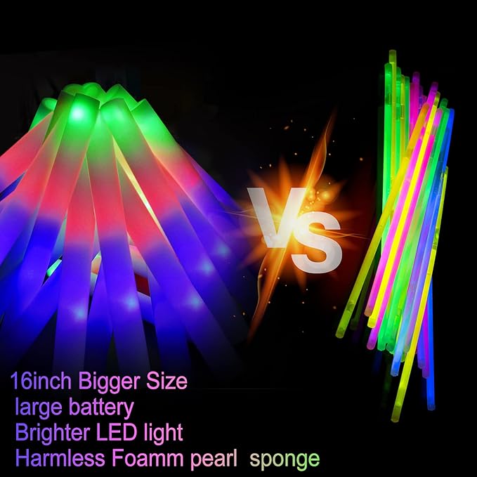 LifBetter 58Pcs Foam Glow Sticks Bulk, Led Glow Sticks - Image 5