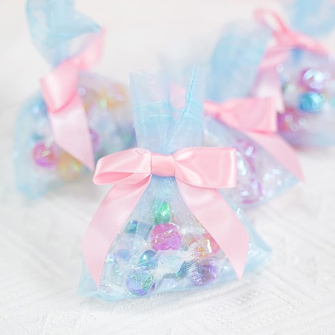 AIMUDI Baby Pink Satin Ribbon Twist Tie Bows 2.5" Light Pink Pretied Bows - Image 4