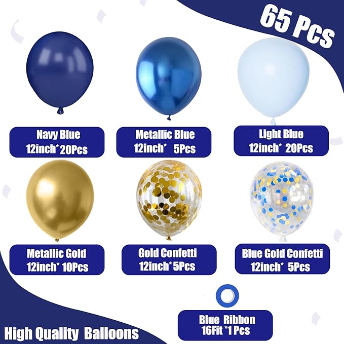 Blue and Gold Balloons, Bridal Shower, Baby Shower Party Decorations - Image 2