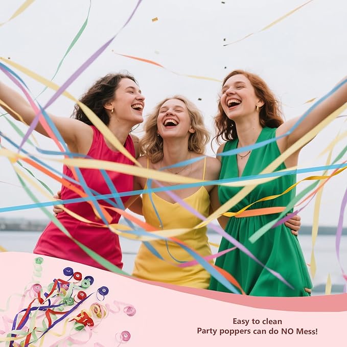 180 Pcs Hand Thrown Streamer Poppers Colorful, Confetti Streamers No Mess Paper - Image 5