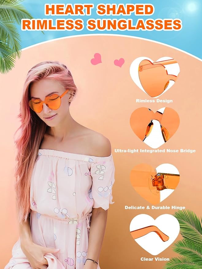 12 Pairs Heart Shaped Sunglasses - Image 4