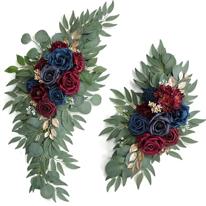 Artificial Navy Blue Wedding Arch Flower Swags Set of 2 by UdoulaFlowersforLife