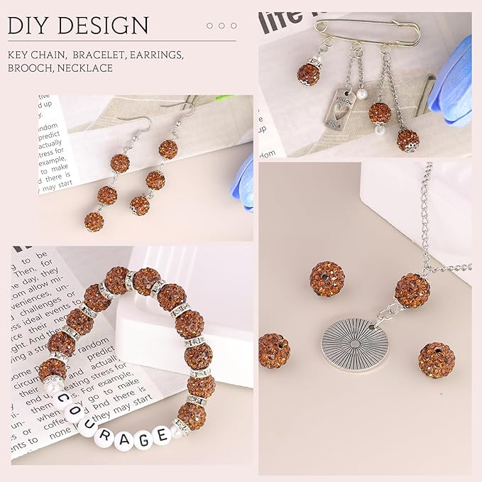 200pcs 10mm Brown Rhinestone Beads - Image 5