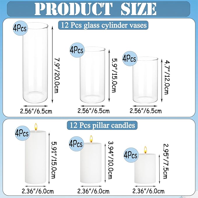 24 Pcs White Pillar Candles - Image 2