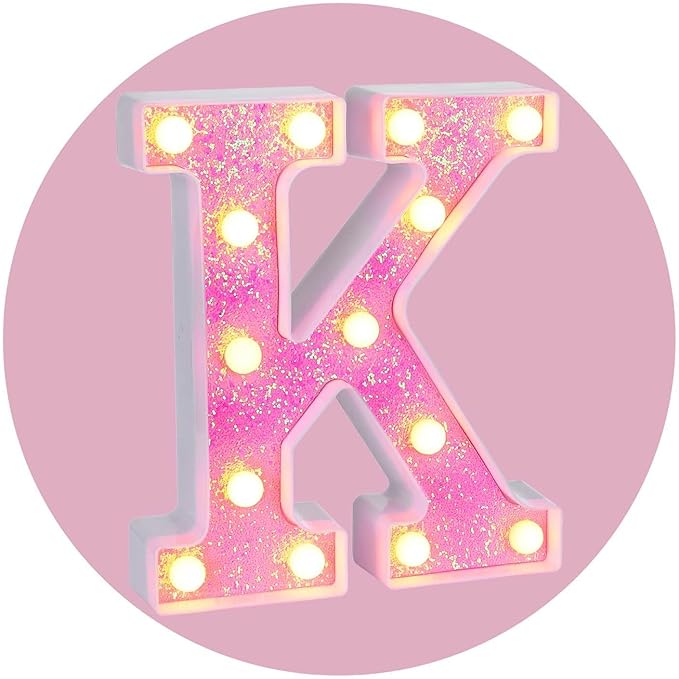 Foaky Pink Light up Letters，Pink Party Decorations, Girls Room Decor, Glitter by Foaky