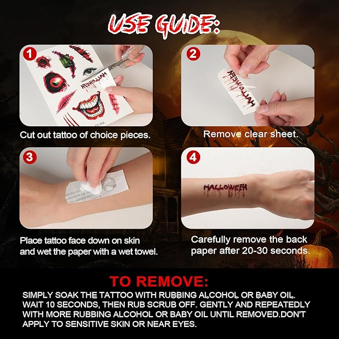 Halloween Horror Makeup Fake Scars Temporary Tattoos - Image 6