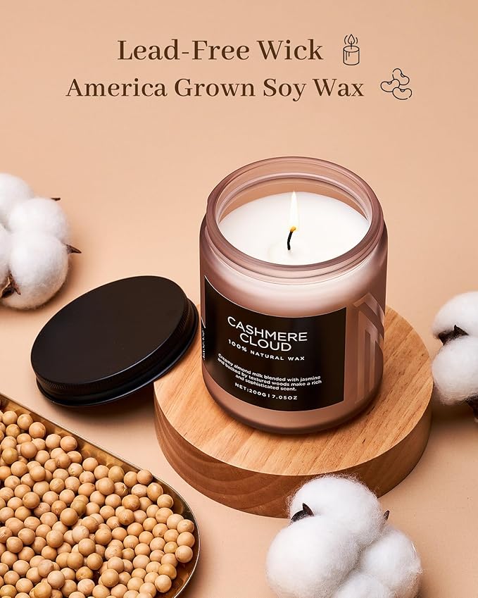 M&SENSE Creamy Almond Milk Scented Candles, Organic Natural Soy Wax Clean Non - Image 3