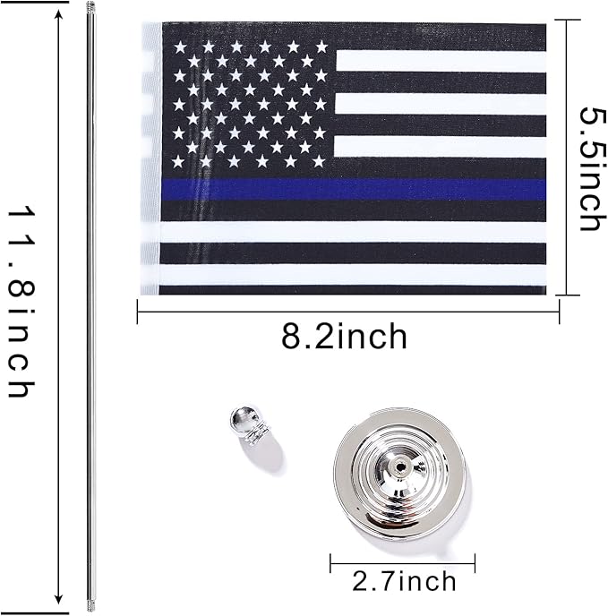 ZXvZYT 2 Pack American US Thin Blue Line flag USA Police table flag, Small Mini - Image 2