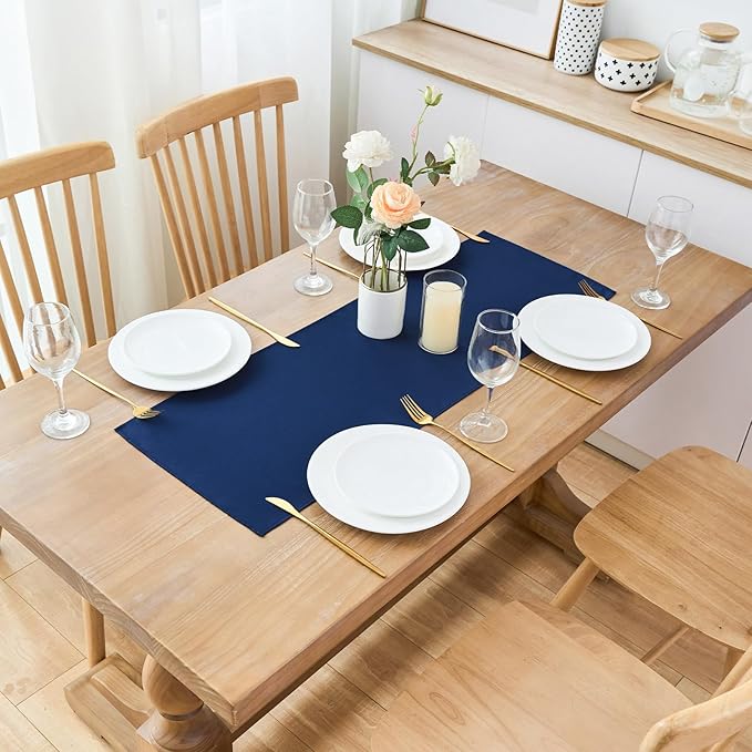 2 Pack Navy Blue Small Short Table Runner 12 x 36 Inch Solid Color Runners - Image 2