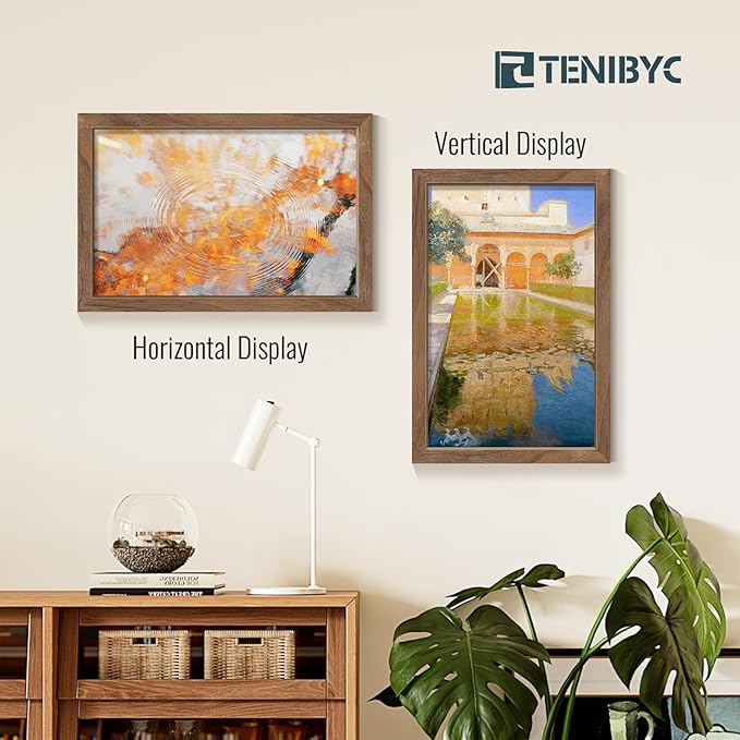 11x17 Picture Frame Set of 4, Walnut Wood Grain, HD Tempered Glass, Wall Hanging - Image 7
