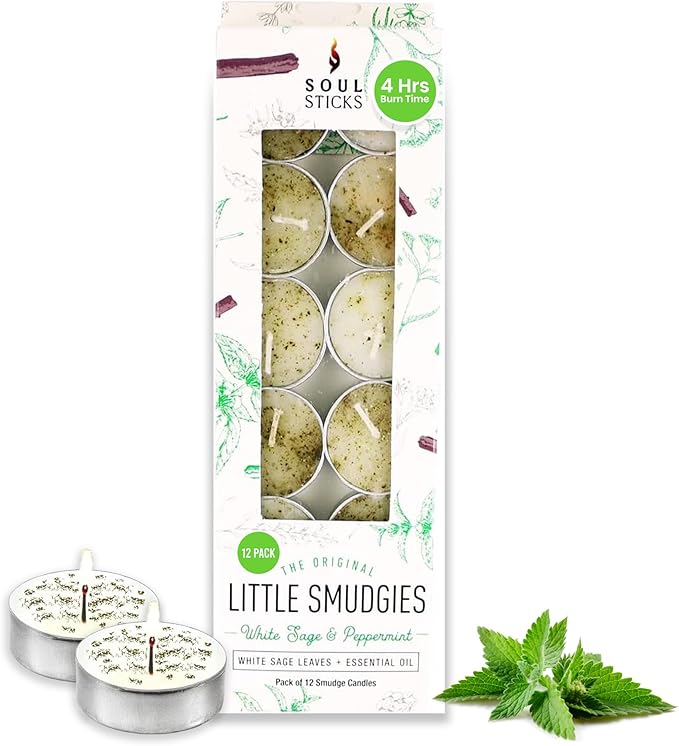 SOUL STICKS 12 Pack Little Smudgies Tealight Candles Smudge Candle by SoulSticks