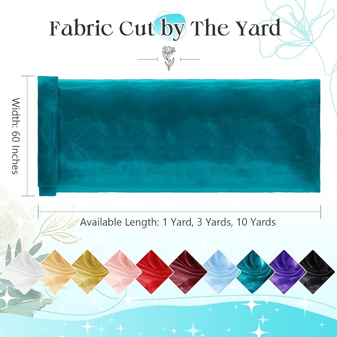P Pothuiny Sheer Organza Fabric by The Yard, 10 Yards x 60 Inch Wide Bridal - Image 3