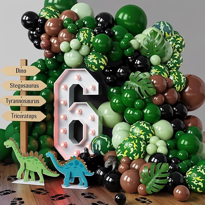 Green Brown Camo Balloons, 12 Inch Dark Green Black Metallic Green Gold - Image 5