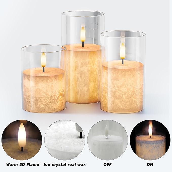 Ice Crystal Real Wax Glass Flameless Candles - Image 6