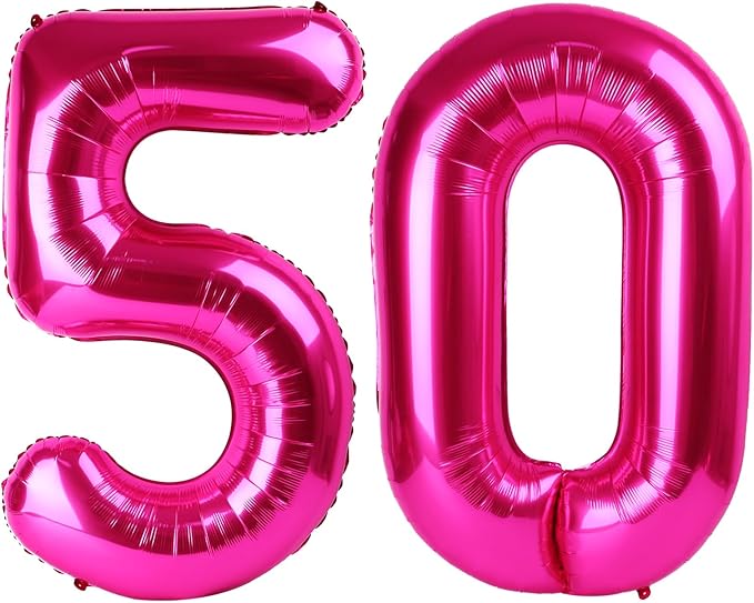 Hot Pink 40 Inch Large Number 50 Birthday Balloon, 50 50th Birthday Celebration by Upgesy