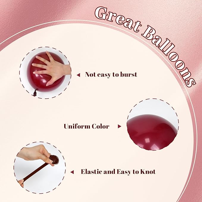 60pcs Burgundy and gold Balloons 12inch - Image 3