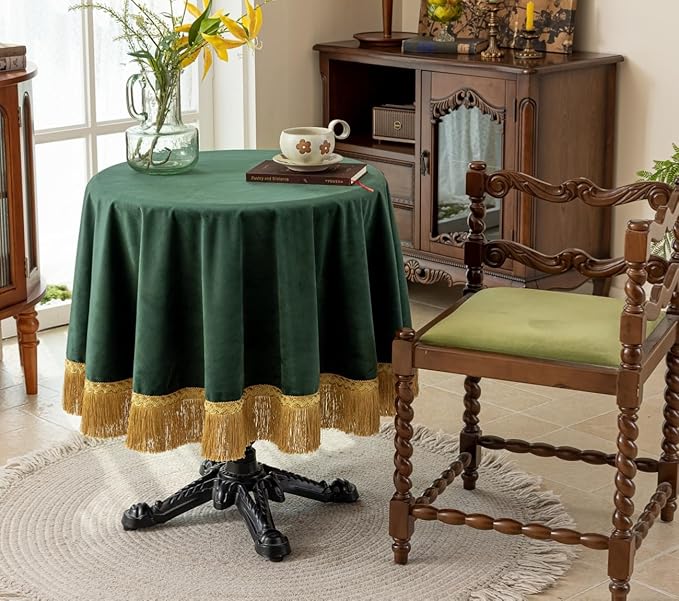 F-CHU Green Tablecloth Thickset Velvet Tablecloth - Image 2