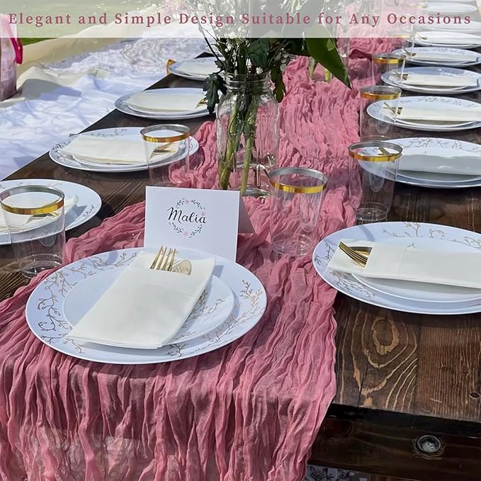 6 Pack Dusty Rose 10FT Cheesecloth Table Runner 20 x 120 Inch Long Rustic Gauze - Image 7