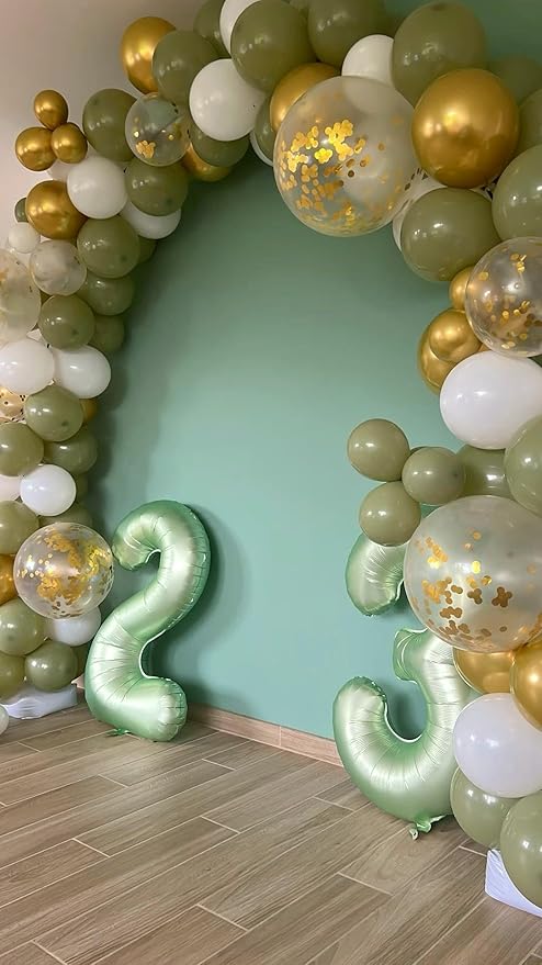 Large 40 Inch Sage Green 3 Number Balloon, 3 13 23 30 33 36 38 Oliver Green - Image 7