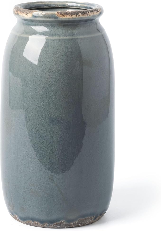VICTOR & TERESA Rustic Large Blue and Grey Vase - Image 7