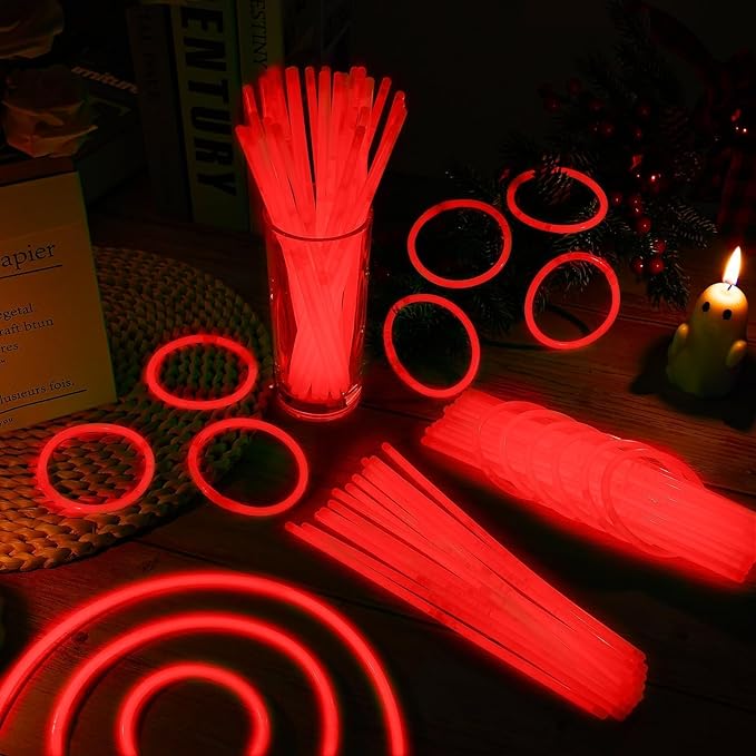 200 Pack 8'' Glow Sticks Bulk Party Favors Red Light Up Sticks - Image 4