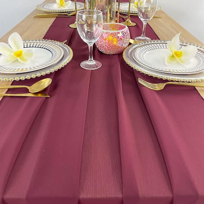 EHLDekol 10ft Chiffon Table Runners 29x120 inches Romantic Sheer Wedding Table - Image 9