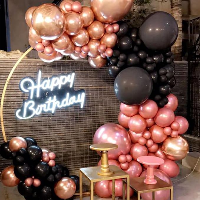 Paready Black Pink Latex Balloons - Image 4