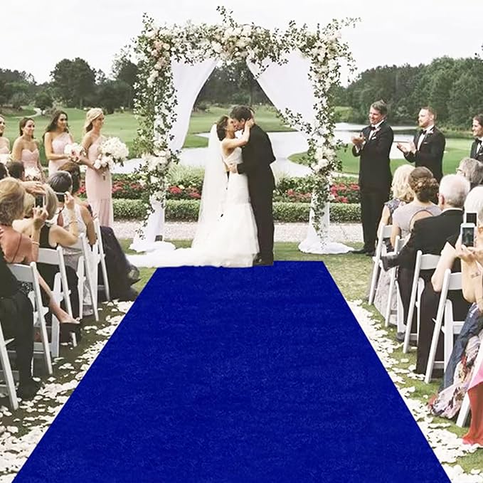 MODFUNS Royal Blue Aisle Runner Wedding Runner Aisle 4x25ft Velvet Fabric - Image 4