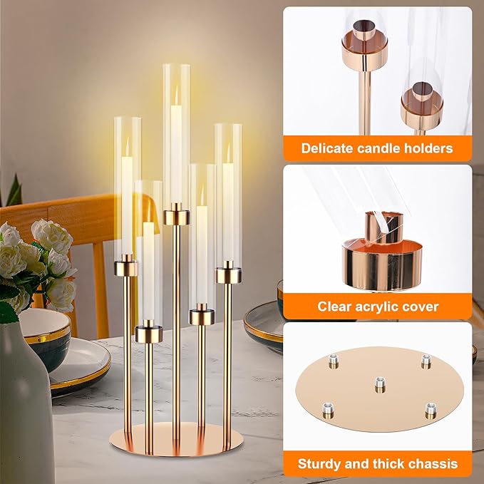 5 Arm Gold Candelabra Centerpieces - Image 3