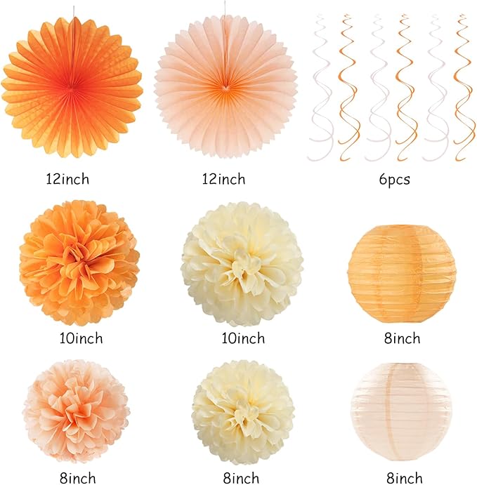 Orange-Peach Beige First Happy-Birthday Party-Decorations - Image 4