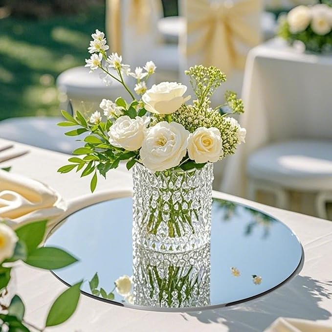 16PCS Acrylic Round Mirrors for Centerpieces Circle Mirror Tiles Candle Plate - Image 4