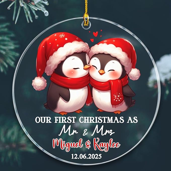 Custom 1st Christmas As Mr & Mrs Ornament Gift by BixDori