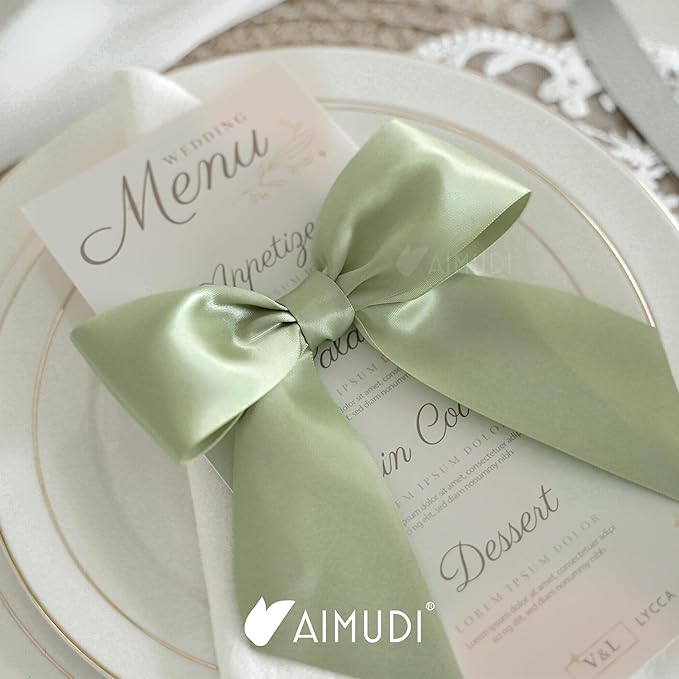 AIMUDI Sage Green Satin Bows 5.5" Bows - Image 6