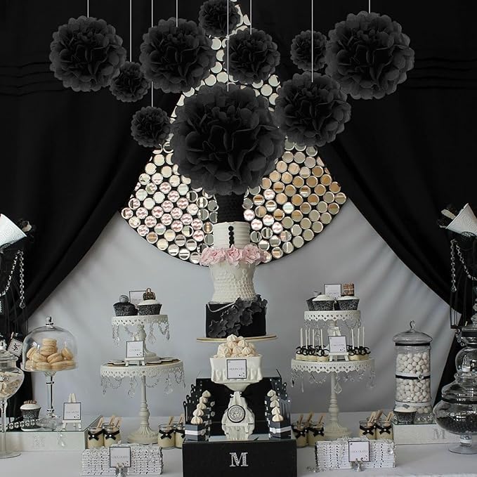 Tissue Paper Pom Poms, Hanging Flower Balls - Image 4