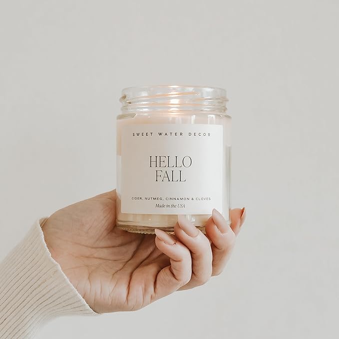 Sweet Water Decor Hello Fall Candle | Cinnamon, and Clove Autumn Scented Soy - Image 6