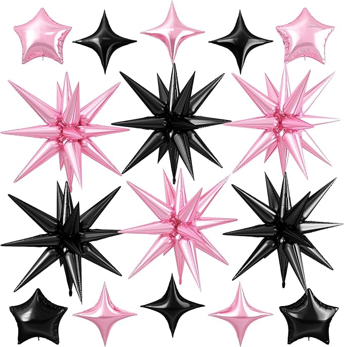 Pink Black Star Balloon by Cledeco