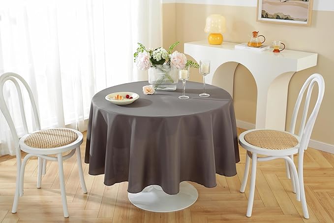 Craft And Party Round Tablecloth, 60 Inch Charcoal Tablecloth, Polyester Fabric - Image 3