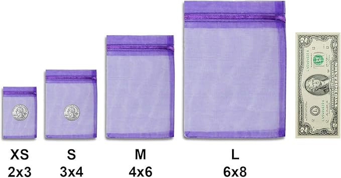 TheDisplayGuys 100-Pack 3x4 Purple Sheer Organza Gift Bags - Image 4